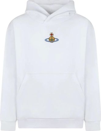 Vivienne Westwood Hoodies & sweatvesten, Heren, Wit, M, Katoen, Witte Logo Borduurwerk Hoodie Sweater