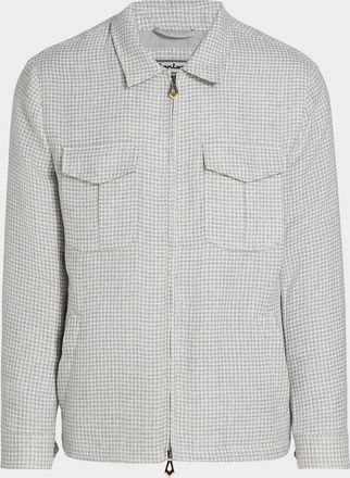 Sartorio Men & apos;s Joly Houndstooth Linen-Blend Zip-Front Jacket