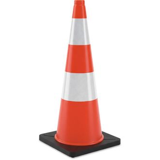 Relaxdays Coni segnaletici Relaxdays, 90 cm, alta visibilit&agrave;, riflettenti, piloni, PVC e gomma, arancione/argento