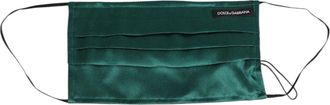 Dolce & Gabbana Unisex Green Silk Pleated Elastic Ear Strap Face Mask Accessory