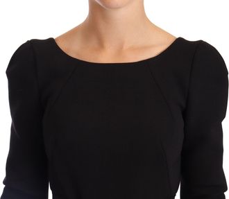 Dolce & Gabbana Black Wool Stretch Sheath Open Back Womens Dress