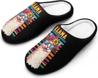 Generic Vintage Llama Mens House Slippers Memory Foam Washable Cotton Slip on Home Shoes