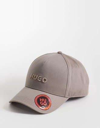 HUGO BOSS HUGO - Red - Cappellino in twill di cotone marrone chiaro con logo