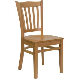 Flash Furniture Vertical Slat Back Natural Wood Restaurant Chair