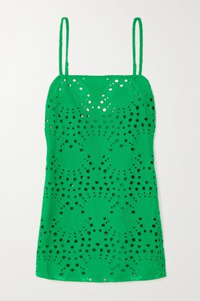 Johanna Ortiz + Net Sustain Abito Mini In Pizzo Sangallo Di Cotone Sierra Mystic - Verde