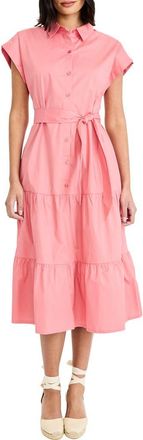 Maggy London Tie Waist Stretch Cotton Shirtdress in Tea Rose at Nordstrom Rack, Size 18 (Similar To 16W)