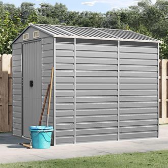 Berkfield Home Garden Shed Light Grey 191x215x198 cm Galvanised Steel | Size: 191 x 215 x 198 cm