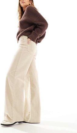 Only Hope high waist wide leg corduroy pants in brown-Neutral