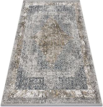 RugsX Rugsx - Alfombra Tuls Estructural, Franjas 51323 Vintage, Marco, Roset&oacute;n Marfil / Gris Grey 80x150 Cm