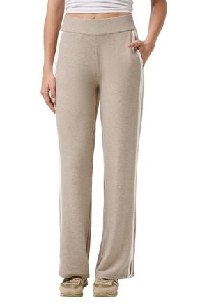 Travis Mathew Cloud Terry Side Stripe Varsity Sweatpants in Heather Soft Taupe at Nordstrom, Size X-Small