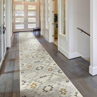 Runrug Hallway Carpet Runner Rug - Soft & Comfy, 9mm -Andes in Beige | Size: 60 cm x 420 cm
