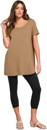 Roaman's Plus Size Cotton Ultimate Scoopneck Swing Tunic in Soft Camel at Nordstrom, Size 28