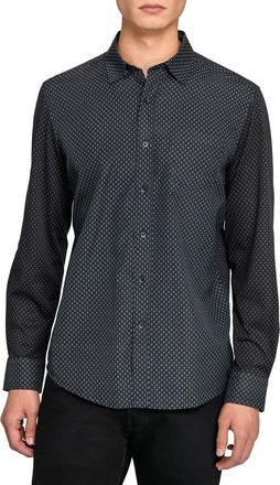 W.R.K Reworked Slim Fit Black Diamond Print Cotton Button-Up Shirt at Nordstrom, Size Xx-Large