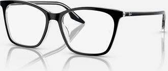 Ray-Ban Womens Rb5422 Optics Cat Eye Eyeglasses Frame In Polished Black On Transparent