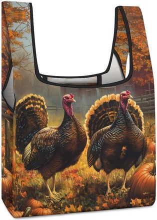 Generic Thanksgiving Turkey Shopping Bag Reusable Grocery Tote Bag Foldable Handbag for Travel Picnic