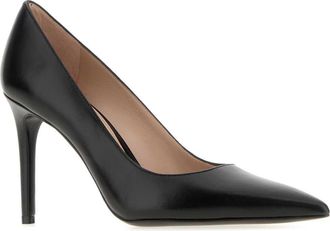 Stuart Weitzman Womens Black Leather Stuart Pumps Scarpe Con Tacco High Heel Shoes