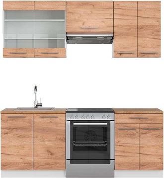 Vicco Mueble De Cocina Fame-line, Oro Potencia Roble/blanco, 200 Cm, Et Roble