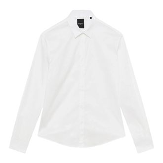 Patrizia Pepe Stretch Katoen Poplin Overhemd - Heren - Zakelijke Overhemden - Wit - XL - Katoen - Overhemden