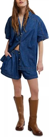 Free People Griselda Denim Shirt & Shorts Set In Sea Dream Wash