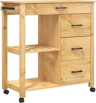 vidaXL Vidaxl - Carrito De Cocina Monza Madera Maciza De Pino 84x40x90 Cm