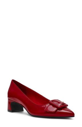 Anne Klein Senara Buckle Pointed Toe Pump in Deep Red at Nordstrom, Size 9.5