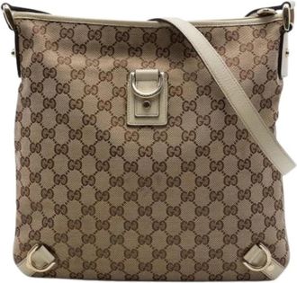 Gucci Pre-owned Canvas Crossbody Bag - Dames - Vintage Schoudertas - Bruin - ONE Size - Leer - Vintage