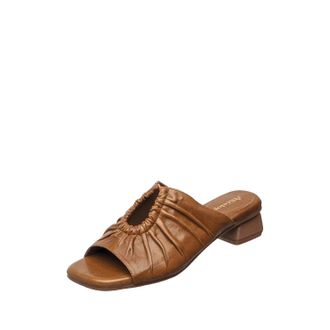 Antelope Womens Leah Ruched Leather Sandal In Cognac Nappa