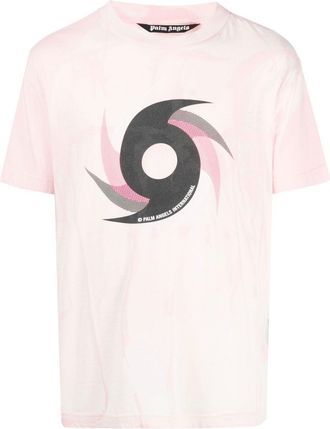 Palm Angels Hurricane Devore-print T-shirt - men - Cotton/Polyester - M - Pink