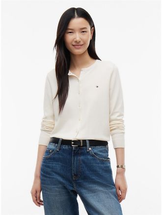 Tommy Hilfiger Womens Lightweight Cardigan - Cream - XXL