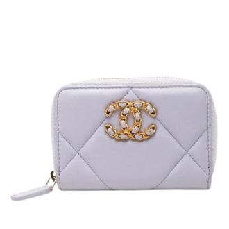 Chanel Pre-owned leren portemonnee - Dames - Pre-owned - Paars - Maat: ONE Size Leer