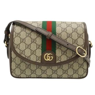 Gucci Pre-owned Ophidia GG Supreme 2way schoudertas - Heren - Vintage Schoudertas - Beige - ONE Size - Leer - Vintage
