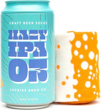 Luckies Craft Beer Mens Socks | Novelty Socks In A Beer Can | Funny Gifts For Men & Dad Gifts | Sock Men Love - Refreshingly Funky Sock | Lover Mens Gift - Ha