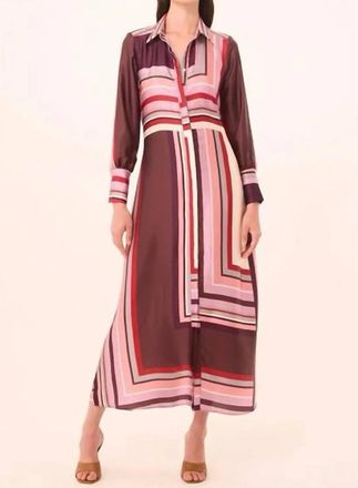 Misa Herminia Midi Dress In Chocolate Geo Stripe