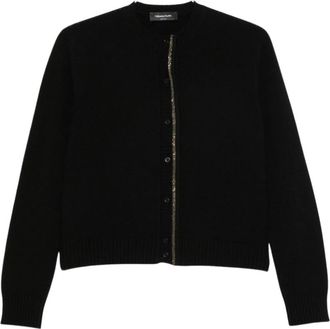 Fabiana Filippi Cardigan met kraaltjes - Dames - Vesten - Zwart - XL - Truien & Vesten