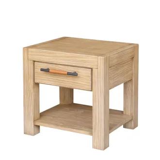 Robin des Bois Mesa de noche de madera maciza estilo contempor&aacute;neo marr&oacute;n