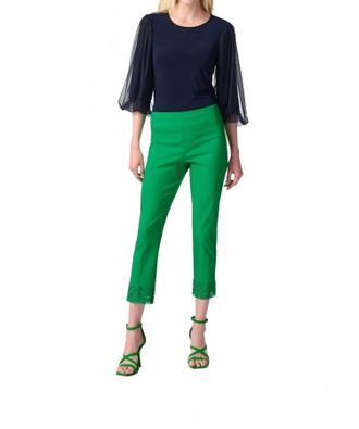 Joseph Ribkoff Slim Cropped Lace Trouser In Green