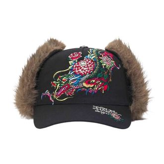 Ed Hardy Crawling Dragon Trapper 5 Panel Trucker Cap - unisex - Petten - Zwart - ONE Size - Katoen - Accessoires