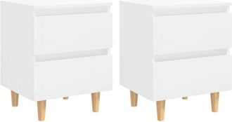 vidaXL Vidaxl - Bed Cabinets & Pinewood Legs 2 pcs High Gloss White 40x35x50cm