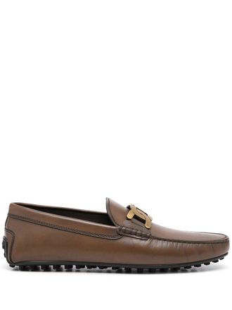 Tod's engraved-logo chain-link detail loafers - Brown