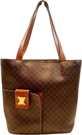 Celine Brown Leather Pvc Tote Bag (Pre-Owned)