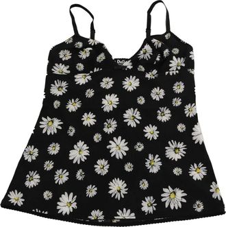 Dolce & Gabbana Chemise Lingerie Jurk - Dames - Tops zonder mouwen - Zwart - S - Katoen - Tops
