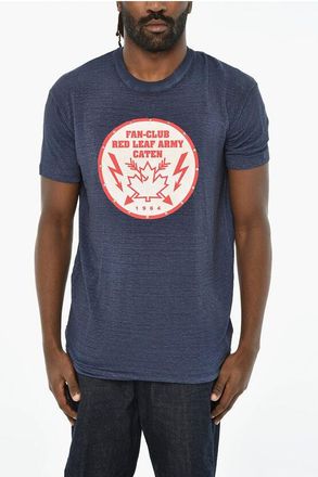 Dsquared2 Studded Stretch Linen T-Shirt with Patch size L