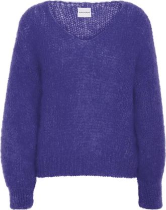 Americandreams Milana LS Mohair Knit - Dames - V-hals truien - Paars - L - Wol - Truien & Vesten