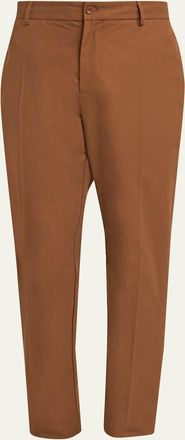 Moncler Mens Cotton Leather-Trim Straight Leg Trousers