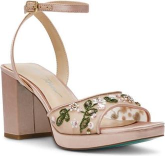 Betsey Johnson Kirra Ankle Strap Sandal in Beige at Nordstrom, Size 11