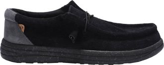 Lamofootwear Mens Paul Canvas Deck Shoes In Black Corduroy