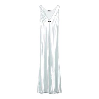 Miu Miu Vestido largo con cuello en V - Dresses - Mujer - Verde - S