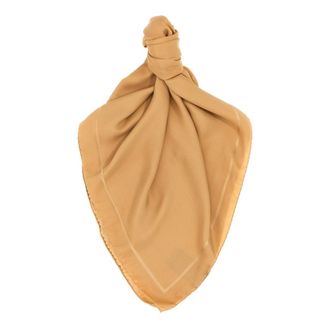 Saint Laurent Cassandre Square Scarf - female - Saint Laurent - Silk Scarves - Beige - ONE SIZE - Accessories
