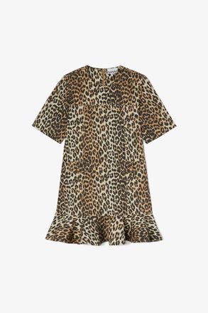 Ganni Brown Stretch Cotton Mini Dress - Size 34 Organic