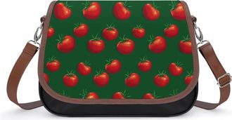 Generic Tomatoes Green Background Womens Crossbody Bag Fashion Shoulder Handbags Message Tote Bag with Adjustable Strap